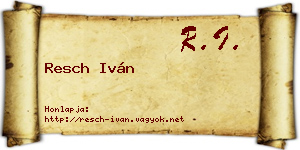 Resch Iván névjegykártya